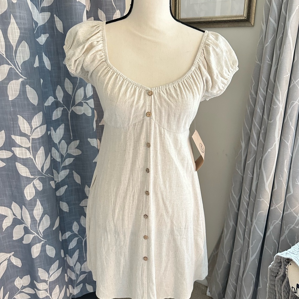 Final Touch Ivory Button-Front Mini Dress